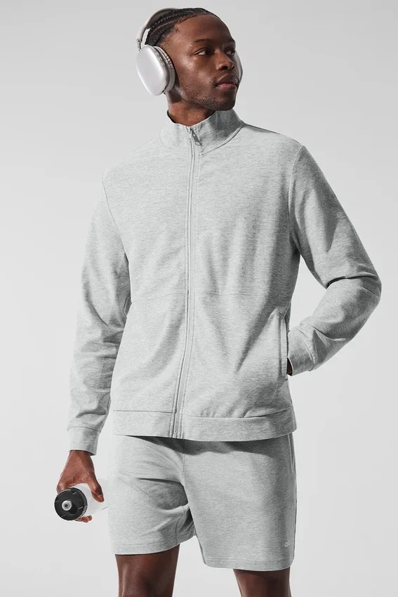 Conquer Max Mock Neck Full Zip - Atletik Heather Gri
