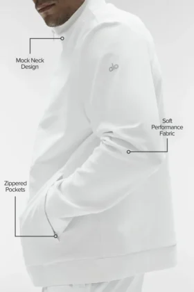 Conquer Max Mock Neck Full Zip – Beyaz
