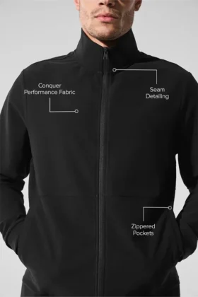 Conquer Max Mock Neck Full Zip – Siyah