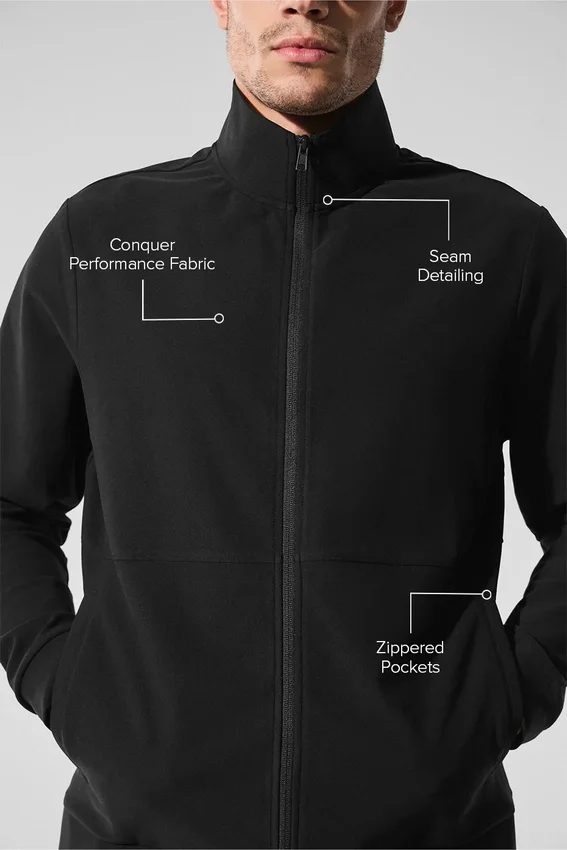 Conquer Max Mock Neck Full Zip - Siyah