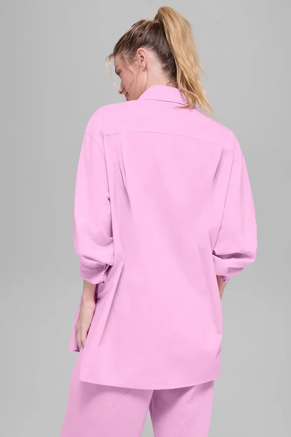 Cotton Real Deal Düğmeli Uzun Kollu Gömlek - Şeker Kalp Pembesi