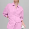Cotton Real Deal Düğmeli Uzun Kollu Gömlek - Şeker Kalp Pembesi