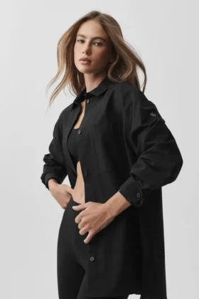Cotton Real Deal Düğmeli Uzun Kollu - Siyah
