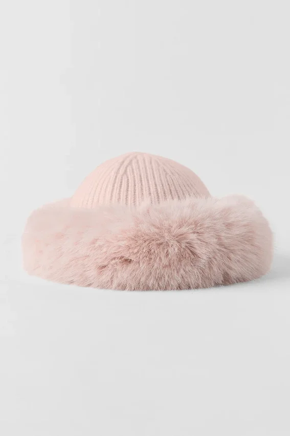 Courchevel Kaşmir Suni Kürk Beresi - Buzlu Pembe