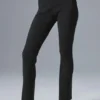 Denim Örgü High-Waist Flare Pantolon - Siyah/Antrasit