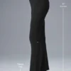 Denim Örgü High-Waist Flare Pantolon - Siyah/Antrasit