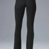Denim Örgü High-Waist Flare Pantolon - Siyah/Antrasit