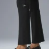 Denim Örgü High-Waist Flare Pantolon - Siyah/Antrasit