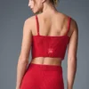 Denim Örgü Jartiyerli Tank Top - Canlı Kırmızı/Koyu Canlı Kırmızı
