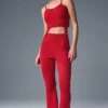 Denim Örgü Jartiyerli Tank Top - Canlı Kırmızı/Koyu Canlı Kırmızı