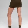 Denim Örme High-Waist Etek - Espresso/Siyah
