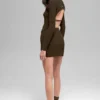 Denim Örme High-Waist Etek - Espresso/Siyah