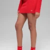 Denim Örme High-Waist Etek - Parlak Kırmızı