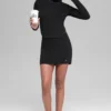 Denim Örme High-Waist Etek - Siyah/Antrasit