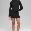 Denim Örme High-Waist Etek - Siyah/Antrasit