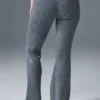 Denim Örme High-Waist Geniş Paça Pantolon - Çelik Gri/Antrasit