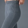Denim Örme High-Waist Geniş Paça Pantolon - Çelik Gri/Antrasit