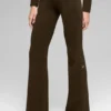 Denim Örme High-Waist Geniş Paça Pantolon - Espresso/Siyah