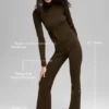 Denim Örme High-Waist Geniş Paça Pantolon - Espresso/Siyah