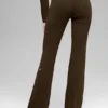 Denim Örme High-Waist Geniş Paça Pantolon - Espresso/Siyah