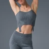 Denim Örme Jartiyerli Tank Top - Çelik Gri/Antrasit