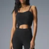 Denim Örme Jartiyerli Tank Top - Siyah/Antrasit