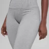 Dikişsiz High-Waist İki Tonlu Nervürlü Tayt - Açık Misty Gri Heather
