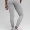 Dikişsiz High-Waist İki Tonlu Nervürlü Tayt - Açık Misty Gri Heather