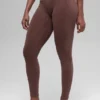 Dikişsiz High-Waist İki Tonlu Nervürlü Tayt - Brownstone Heather