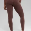 Dikişsiz High-Waist İki Tonlu Nervürlü Tayt - Brownstone Heather
