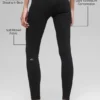 Dikişsiz High-Waist İki Tonlu Nervürlü Tayt - Siyah