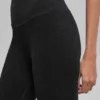Dikişsiz High-Waist İki Tonlu Nervürlü Tayt - Siyah