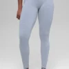 Dikişsiz High-Waist İki Tonlu Ribana Tayt - Winter Frost Heather