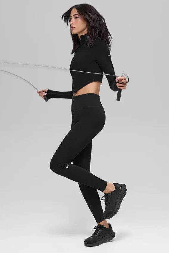 Dikişsiz İki Tonlu Ribana Ceket - Siyah