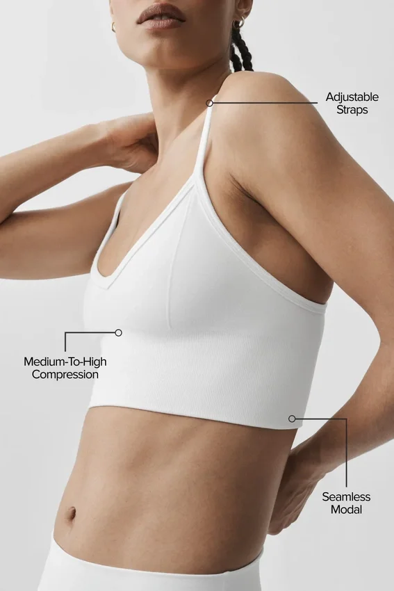 Dikişsiz Modal Nervürlü Delight Bralette - Beyaz