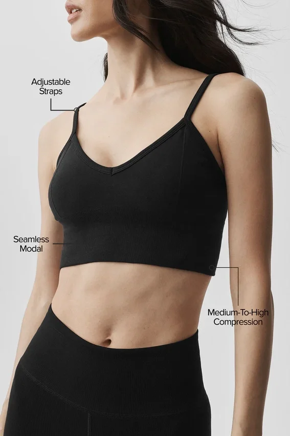 Dikişsiz Modal Nervürlü Delight Bralette - Siyah