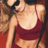 Dikişsiz Modal Nervürlü Delight Bralette - Yaz Romantizmi Kırmızısı