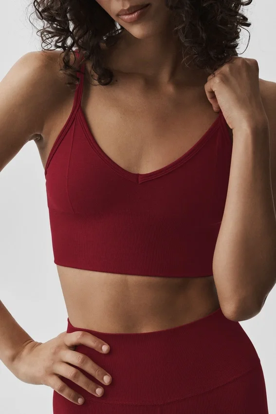 Dikişsiz Modal Nervürlü Delight Bralette - Yaz Romantizmi Kırmızısı