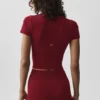 Dikişsiz Modal Nervürlü Kısa Kollu Şort - Summer Romance Red