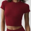 Dikişsiz Modal Nervürlü Kısa Kollu Şort - Summer Romance Red