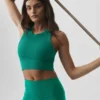 Dikişsiz Modal Nervürlü Yüksek Boyunlu Delight Sütyen - Emerald Isle