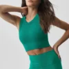 Dikişsiz Modal Nervürlü Yüksek Boyunlu Delight Sütyen - Emerald Isle