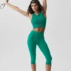 Dikişsiz Modal Nervürlü Yüksek Boyunlu Delight Sütyen - Emerald Isle