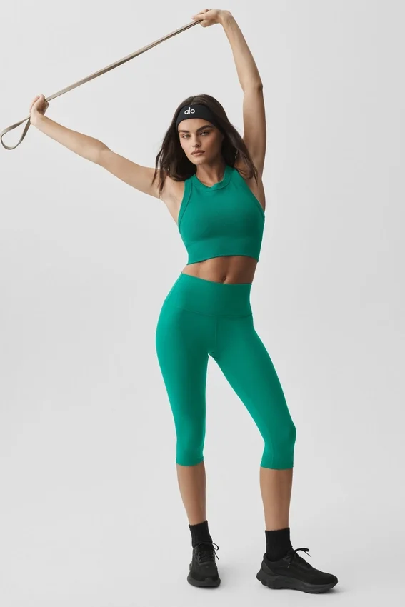 Dikişsiz Modal Nervürlü Yüksek Boyunlu Delight Sütyen - Emerald Isle