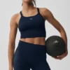 Dikişsiz Nervürlü Favori Sütyenli Tank Top - Lacivert