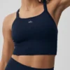 Dikişsiz Nervürlü Favori Sütyenli Tank Top - Lacivert
