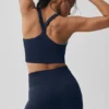 Dikişsiz Nervürlü Favori Sütyenli Tank Top - Lacivert