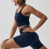 Dikişsiz Nervürlü Favori Sütyenli Tank Top - Lacivert