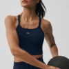 Dikişsiz Nervürlü Favori Sütyenli Tank Top - Lacivert