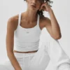 Dikişsiz Nervürlü Favori Sütyenli Tank Top - Beyaz